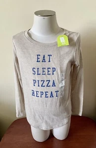 Crazy 8 Girls beige tan color eat sleep pizza shirt Size small 5-6 new with tags - Picture 1 of 5