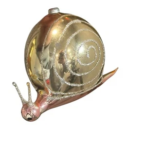 Vintage Soffieria De Carlini Snail Glass Christmas Ornament Pink Gold Rare READ - Picture 1 of 12