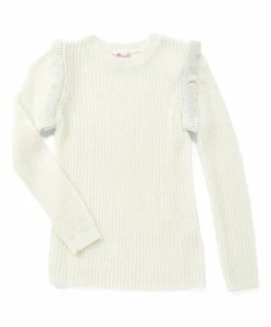 Pink Angel Off-White Ruffle-Shoulder Sweater girls Size 16 - Picture 1 of 2