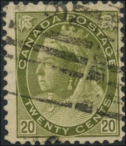 Canada Used F 20c Scott #84 1900 Queen Victoria Numeral Issue Stamp - Bild 1 von 2