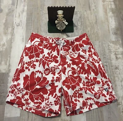 Daniel Cremieux Tabla de Surf M Pantalones Cortos Para Hombres Ropa de Playa Rojo Blanco Hawaiano Nuevo Foto 1 de 4