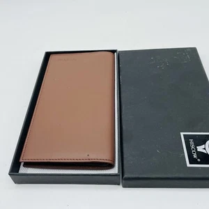 HISCOW Portafoglio Lungo Bifold con 15 Slot per Carte di Credito - Pelle di Vitello Italiana (Marrone) - Foto 1 di 5