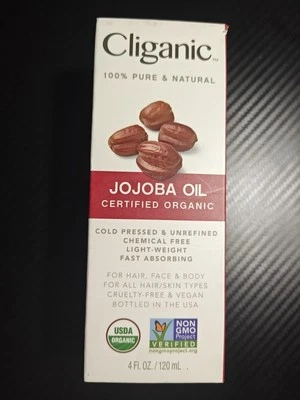 Cliganic 有机荷荷巴油,100% 纯 (4 盎司) | 面部、头发保湿油, — 第 1/2 张图片