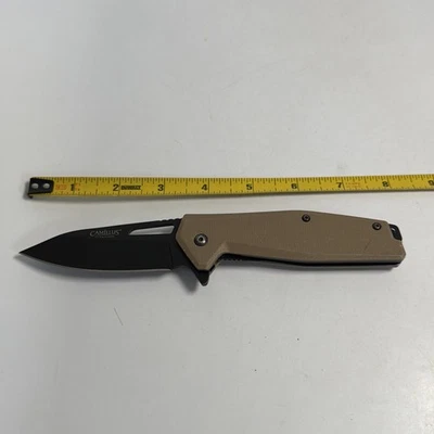 Camillus Titanium Folding Pocket Knife Clean Blade Tan Brown Sharp Tactical - Image 1 of 4