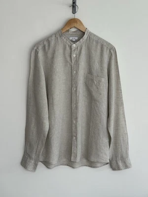 Reiss “Ocean” Long Sleeve Linen Shirt Grandad Collar Oatmeal Large /reg - Image 1 of 4