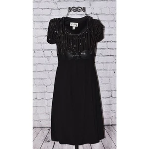 Vestido Joseph Ribkoff Negro Corte Imperio Cinturón Dobladillo Burbuja Talla 6 - Imagen 1 de 8