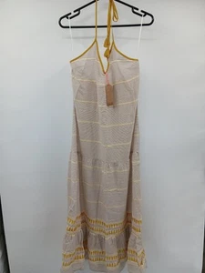 Nooki London Halterneck Maxi Dress Striped 100% Cotton Size M - Picture 1 of 7