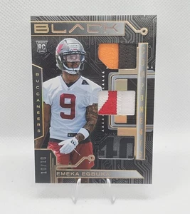 Parche de novato 2025 Panini negro RCO-EEA Emeka Egbuka Components ¡10/10 sujetalibros! - Imagen 1 de 2