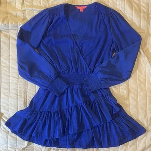 Lilly Pulitzer Kleid Damen 10 Blau Leopard Jacquard Christiana Langarm Mini - Bild 1 von 9