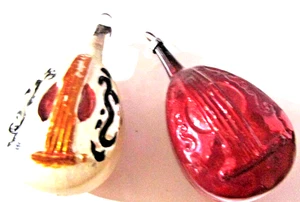 Violino in vetro vintage decorazioni natalizie 2 rosso e bianco Germania Ovest - Foto 1 di 4