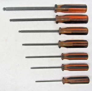 7 Pc Allen Hex Key BALL DRIVER SET Vtg Drivers Tool Lot SAE CR-V 3/8" thru 1/8" - Picture 1 of 3