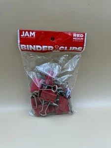 JAM Paper Colored Binder Clips Medium 5/8" Capacity Red 15/Pack (339BCRE) - Picture 1 of 2
