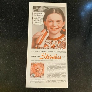 1939 Visking Skinless Hot Dogs Frankfurters Chicago Vintage Magazine Print Ad - Picture 1 of 1