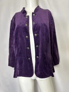 Chaqueta abierta de pana Roz & Ali talla XL púrpura manga larga botones metálicos - Imagen 1 de 5