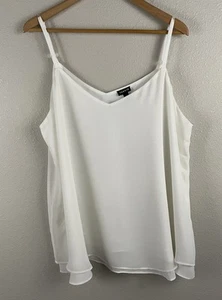 Torrid Womens Plus Size 2X White Sophie Chiffon Double Layer Swing Cami Top - Picture 1 of 4