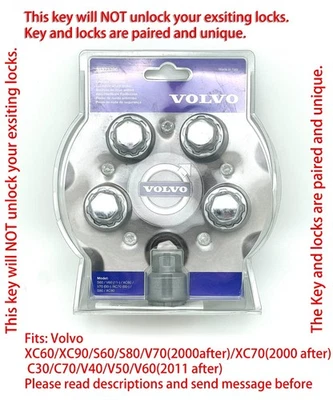 Genuine Volvo Wheel Lock Kit, With Chromed Nut Caps. XC90, XC60, S60, S80 - Image 1 of 4