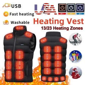 Winter Heated Vest Men 13/23 Zone 3-Levels Electric Jacket w/o 10000mAh Battery - Foto 1 di 30