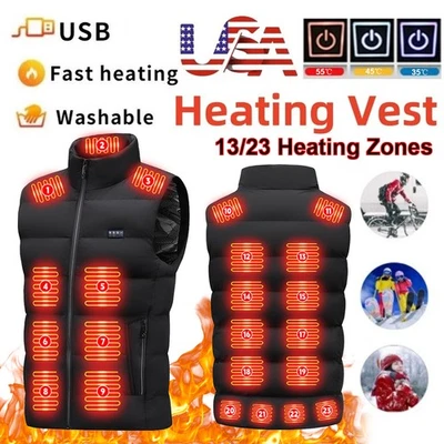 Winter Heated Vest Men 13/23 Zone 3-Levels Electric Jacket w/o 10000mAh Battery - Image 1 of 4