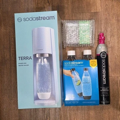 Máquina de agua con gas SodaStream TERRA PAQUETE DE VALOR CQC sistema de CO2 Foto 1 de 4