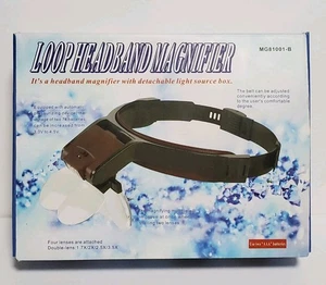 Headband Magnifier with LED Light 4 Lenses Headset Magnifying Glasses - Picture 1 of 12