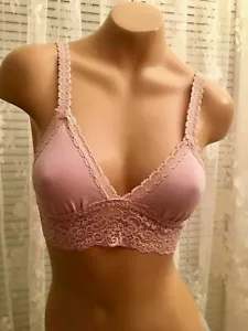 Soma Bralette S Triangle Lace Trim Bra Vintage Pink Wire Free - Picture 1 of 3