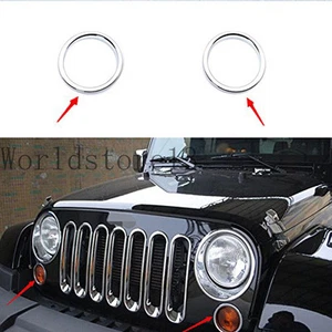 ABS Chrome Turn Lights Lamp Covers Trim 2pcs For Jeep Wrangler JK 2007-2018 - Picture 1 of 6