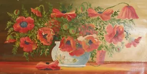 Antique original oil painting still life with vase - Picture 1 of 18