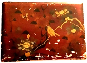 Antike Schatulle chinesischer Lack Blumen und Vogel Design - Bild 1 von 13