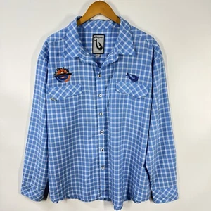 Mojo Sportswear Bay Flats Lodge Mens Plaid Shirt XXL Blue Vented Convertible - Picture 1 of 13
