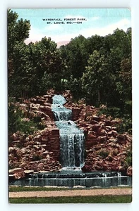 Cartolina St. Louis Missouri cascata nel famoso parco forestale 1943 acquisto obbligazioni di guerra - Foto 1 di 3