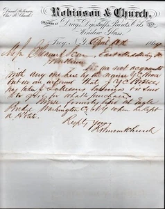 Vintage 1869 Robinson & Church Dealers handgeschriebener Briefkopf - Troy NY - Bild 1 von 1