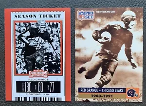 Red Grange Chicago Bears Illinois 2-Card Lot 1991 Pro Set 2019 Panini Contenders - Picture 1 of 2