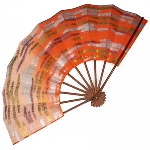 Vintage Japanese Kyoto Odori Maiogi Folding Gradated Orange Dance Fan: RTMar23-N - Picture 1 of 5