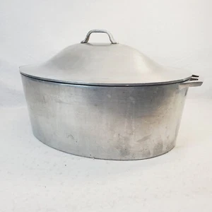 GRANDEUR PLATINUM FINISH Aluminum Oval Roaster 43 & LID - VINTAGE - Picture 1 of 24