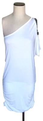 Новый B завидовал современный одно плечо шикарный громоздкий белый пистолет металлический серый бусина платье - Изображение 1 из 4