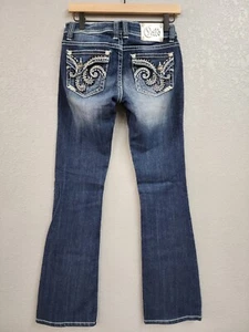 Cello Jeans Womens 3 Bootcut Denim Blue Faded Stretch Low-Rise Flap Back Pockets - Picture 1 of 16