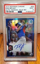 2015 Bowman Chrome Kris Bryant RC Rookie Auto Blue Refractor 22/150 #KB PSA 9