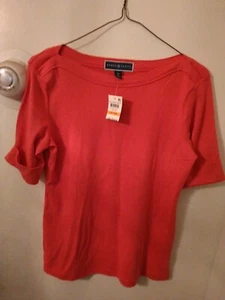 KAREN SCOTT- WOMEN BOAT NECK TOP- NWT-PETITE SMALL- COLOR STEELE ROSE (PINKISH) - Picture 1 of 2