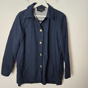 Lafayette 148 New York Size S Navy Button Casual Light Canvas Jacket - Picture 1 of 10