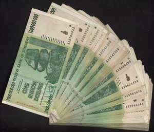 ZIMBABWE / SIMBABWE: 100 Stück BANKNOTEN zu 1 MILLIARDE (= engl. BILLION) ZIM $ - Picture 1 of 2