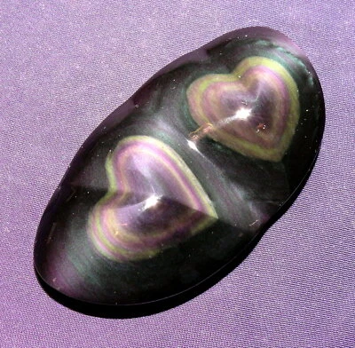 Regenbogen-Obsidian poliert, Mexico, Doppel-Herz, 94,8g 85x44x20mm, Heilstein - Bild 1 von 4