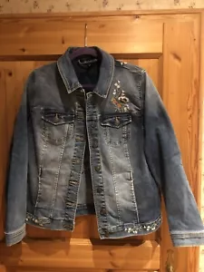 Damen Jeansjacke Blau GR. 44 Blumenstickerei - Bild 1 von 5