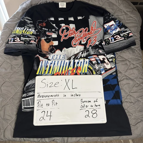 Vintage Dale Earnhardt AOP Shirt Mens XL Black The Intimidator Rules Made in USA Cover