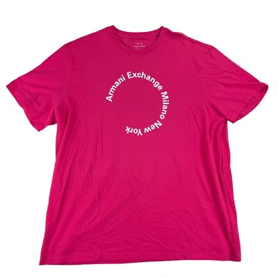 Armani Exchange Mens Short Sleeve Circle Logo T-Shirt Pink 2XL - Image 1 of 4
