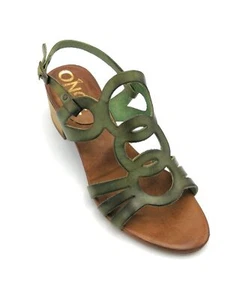 Once E66-482 Sandalia Piel Verde Militar Cinturón Talón T 5cm - Imagen 1 de 4