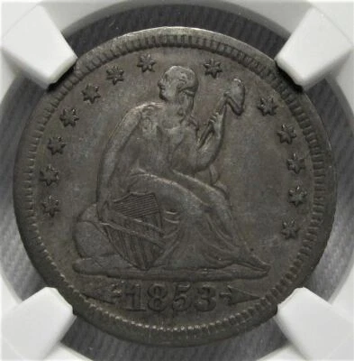 1853 Arrows & Rays Seated Quarter 1 Year Type NCG XF Details AD533 - Image 1 of 4