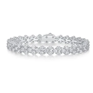9ct Rund geschnitten Moissanit Damen Tennisarmband 925 Silber Sterling Tester Pass - Bild 1 von 9