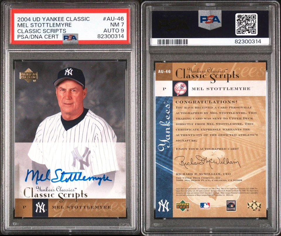Mel Stottlemyre AUTO ❗pop1 0Higher PSA DNA 2004 UD Yankee Classic Scripts AU-46 - Image 1 of 4