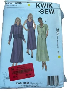 Kwik Sew New Uncut Misses Dresses and Jackets Sizes XS to XL Pattern No 2809 - Picture 1 of 2
