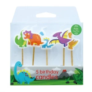 DINOSAUR Cake CANDLES 5 Piece Set Birthday Party Cake Cupcake Toppers - Picture 1 of 24